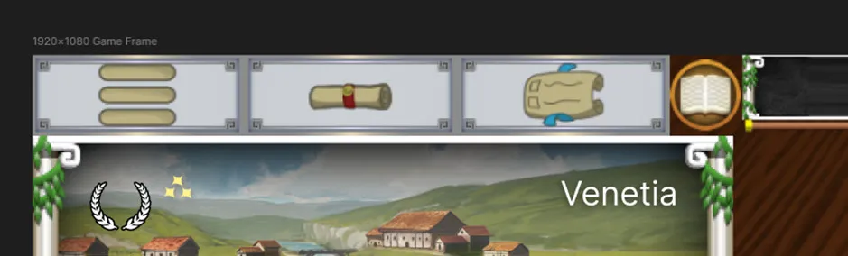 Menu buttons at the top of the screen