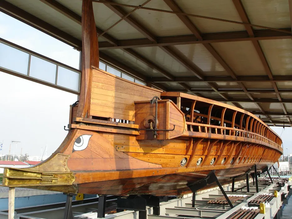 Photo of the Olympias, a reconstruction of an ancient Athenian trireme