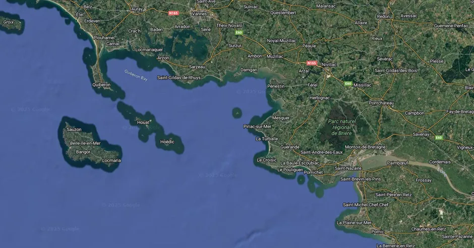Quiberon Bay as it looks today on a map