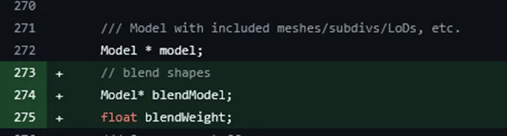Secondary model pointer and blend weight addition