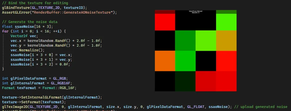 Code for rotating kernel sample positions per-fragment using a random noise vector