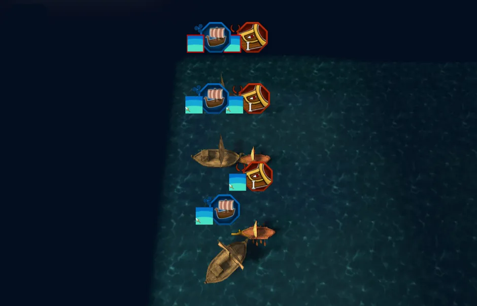 Naval battle at the start of the scenario